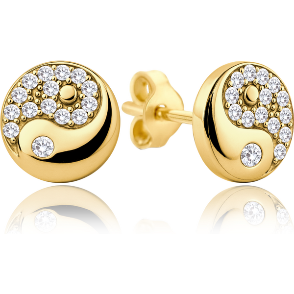 OLIVIE MINET Zlaté náušnice krúžky s bielymi zirkónmi Au 585/1000 66795639