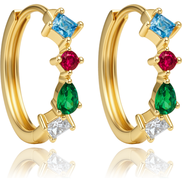 OLIVIE MINET Elegantné zlaté náušnice s bielymi, červenými, modrými a 66795592