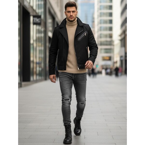 Dstreet Jedinečná čierna zateplená motorkárska bunda 65637917