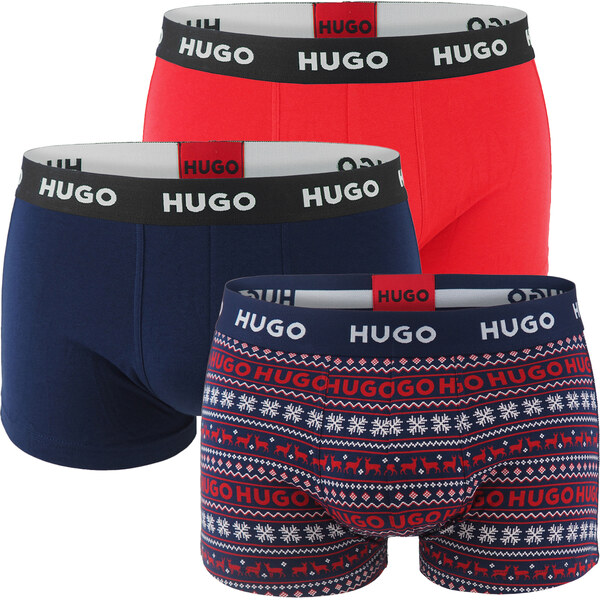 HUGO - boxerky 3PACK cotton stretch dark color / modern nordic design 66725622
