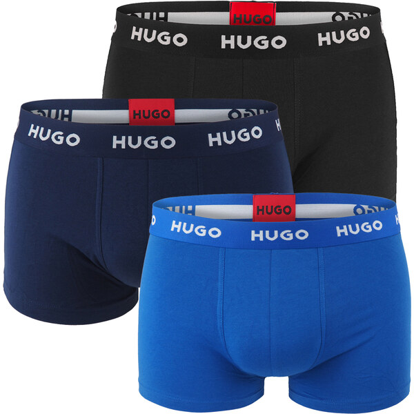 HUGO - boxerky 3PACK eco friendly cotton stretch midnight blue & black 66725625