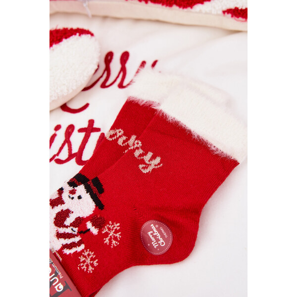 Aura.via Detské vianočné ponožky s kožušinou a snehuliakom 66728227