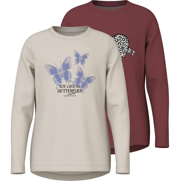 NAME IT Tričko NKFVIX sivobéžová / modrofialová / vínovo červená / 66732061