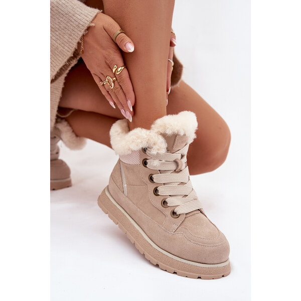 BIG STAR SHOES Dámske semišové snehule na platforme 66737654