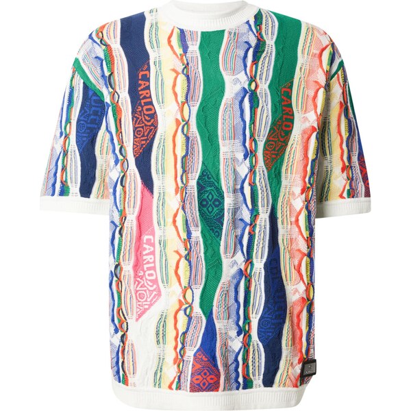 Carlo Colucci Sveter tmavomodrá / trávovo zelená / oranžová / biela 66738879