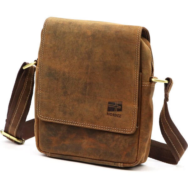 Pánska kožená crossbody taška – hnedá Nordee 66781558
