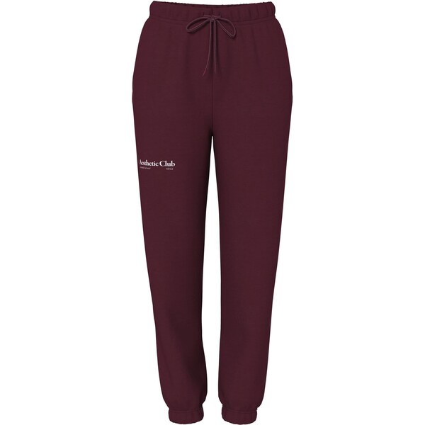 PIECES Nohavice PCRISSO vínovo červená / biela 66789702