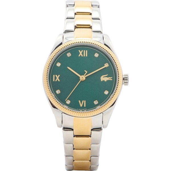 LACOSTE Analógové hodinky Parisienne zlatá / tmavozelená / strieborná 66789714