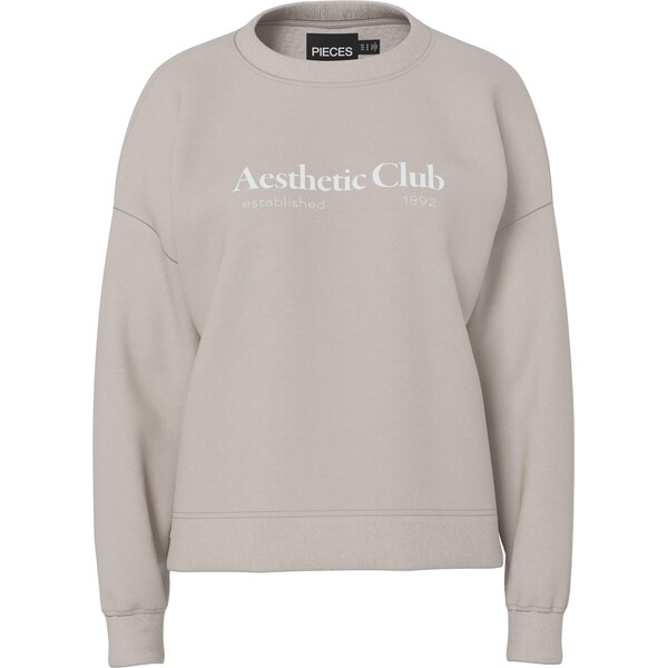 PIECES Mikina PCRisso svetlosivá / biela 66789777