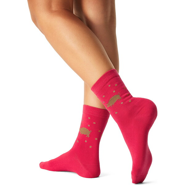 Vlnka Vianočné bavlnené ponožky zlaté prasiatko 66610906