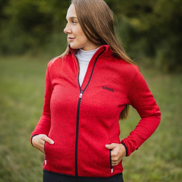 TERMOVEL Červená dámska funkčná mikina na zips 66801171