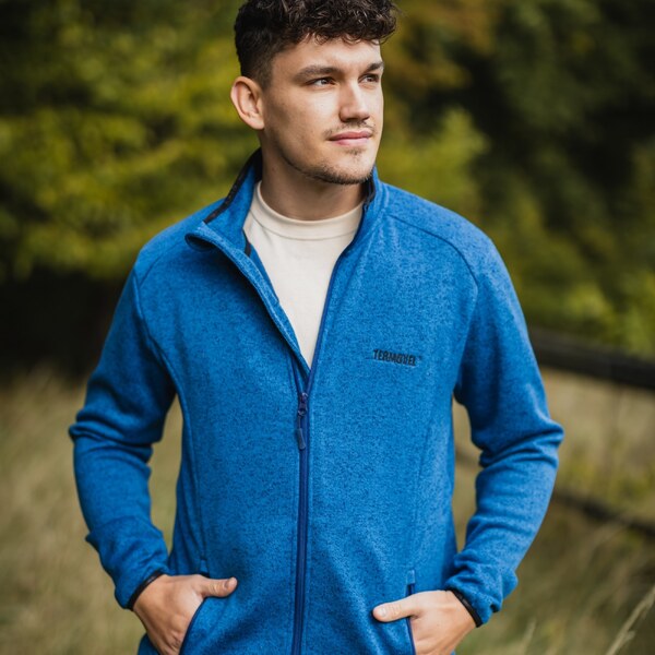 TERMOVEL Modrá pánska funkčná mikina na zips 66801172