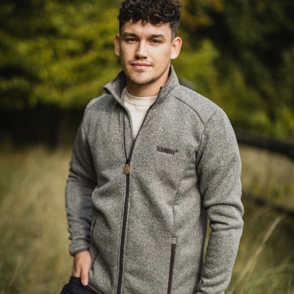 TERMOVEL Hnedá pánska funkčná mikina na zips 66801173