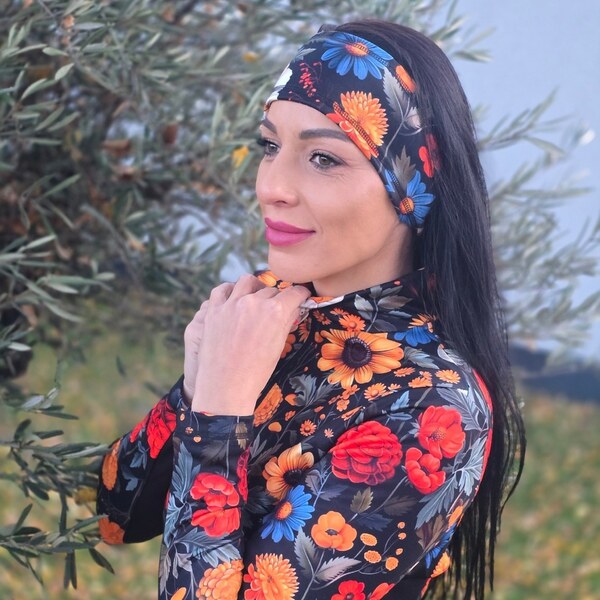 TERMOVEL Dámska funkčná hrejivá čelenka s kvetinovým vzorom 66801187