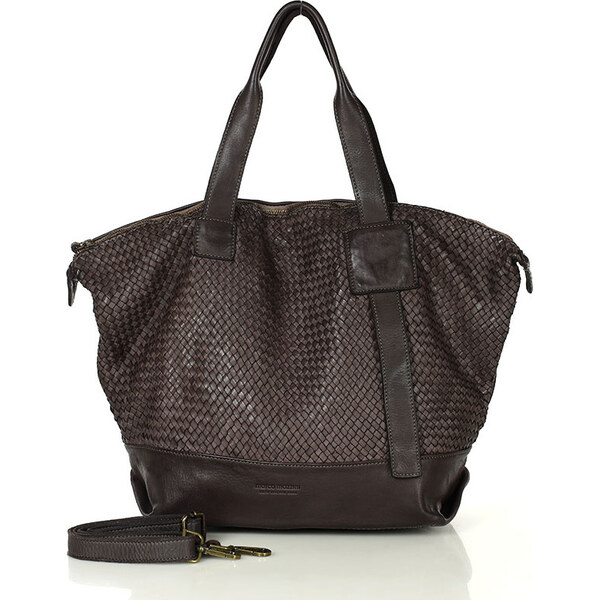 Marco Mazzini Tmavohnedá dámska kožená shopper kabelka (v257d) 66801193