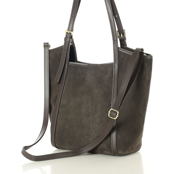 MARCO MAZZINI Tmavohnedá priestranná kožená shopper kabelka (s294d) 66801199