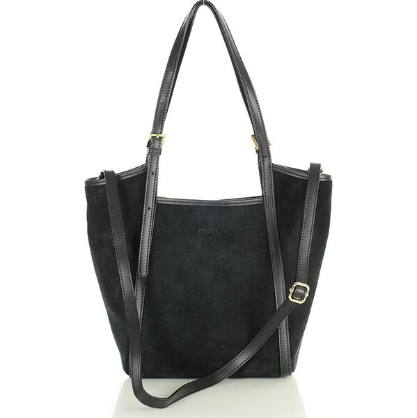 MARCO MAZZINI Čierna priestranná kožená shopper kabelka (s294a) 66801202