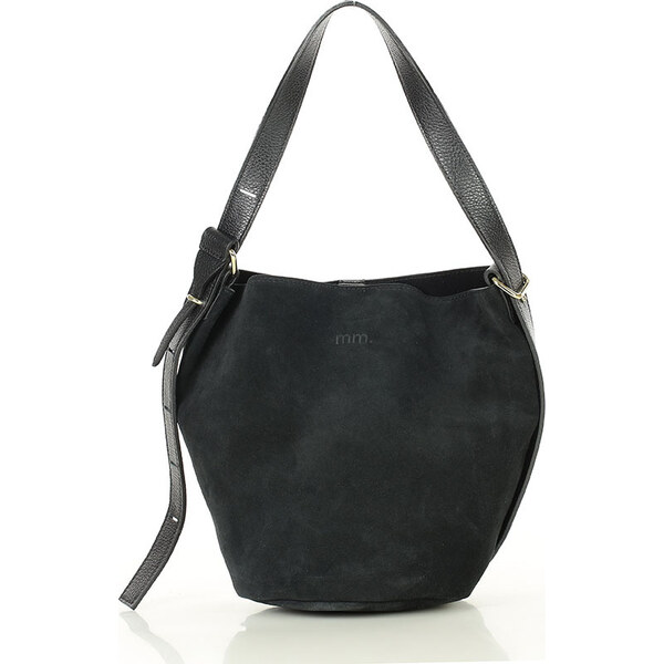 MARCO MAZZINI Čierna dámska kožená shopper kabelka (s292a) 66801203