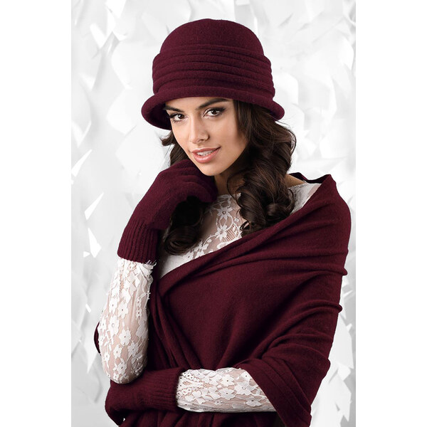 Kamea Bordový dámsky set klobúk + šál Salerno, Farba bordová 66799047