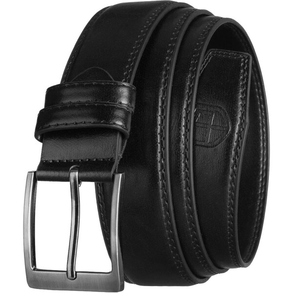 Pánsky čierny opasok z eko-kože so striebornou prackou - Peterson 66799279