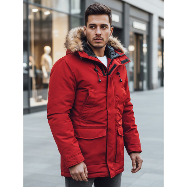 Pánska bunda parka zimná červená Dstreet TX2995z 66805689