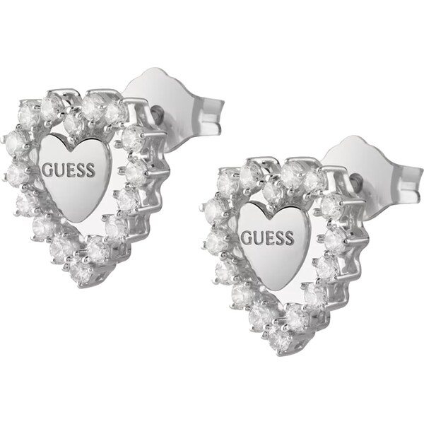 Guess Strieborné náušnice Srdce Jardin JSBE04458JWRHT/U 66804066