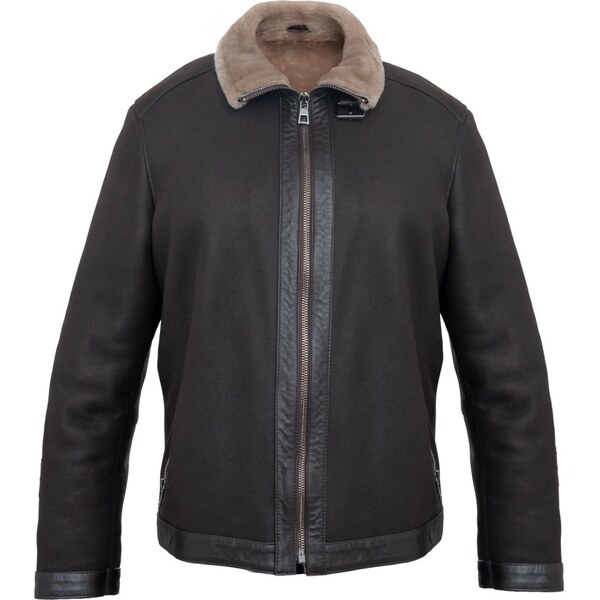 Sikora Pánska kožušinová bunda Viktor - tm. hnedá/béžový baránok 66804157