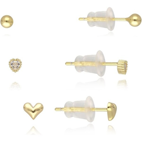 MOISS Romantická sada pozlátených náušníc E0004641 (3 páry náušníc) 66805300