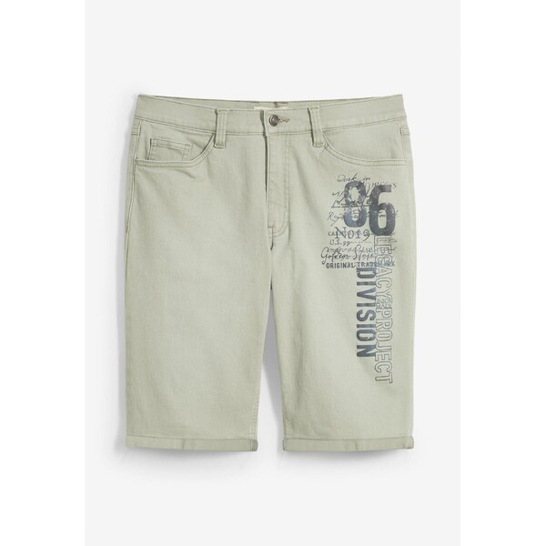 bonprix Džínsové bermudy s potlačou, Regular Fit, farba zelená 62972349