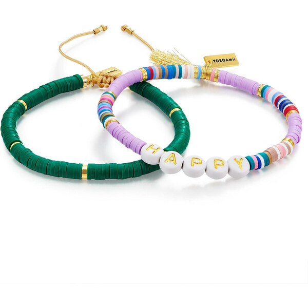 Yokoamii Náramok zlatá / zelená / orgovánová / biela 66807586