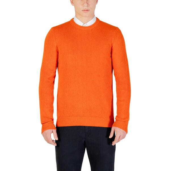 Yos Oranžový pánsky sveter s okrúhlym výstrihom 66813742