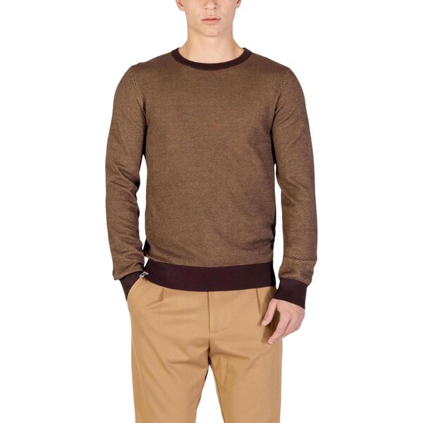 Yos Pánsky hnedý sveter s okrúhlym výstrihom 66814062