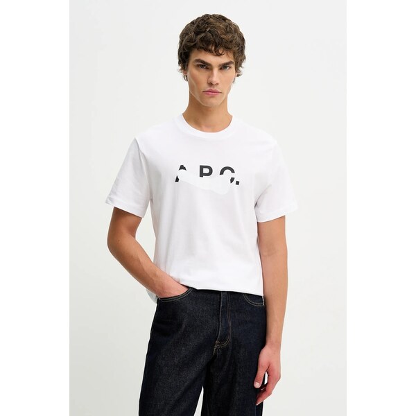 Bavlnené tričko A.P.C. T-SHIRT MANCHES COURTES TACHE BLANCHE 66816233