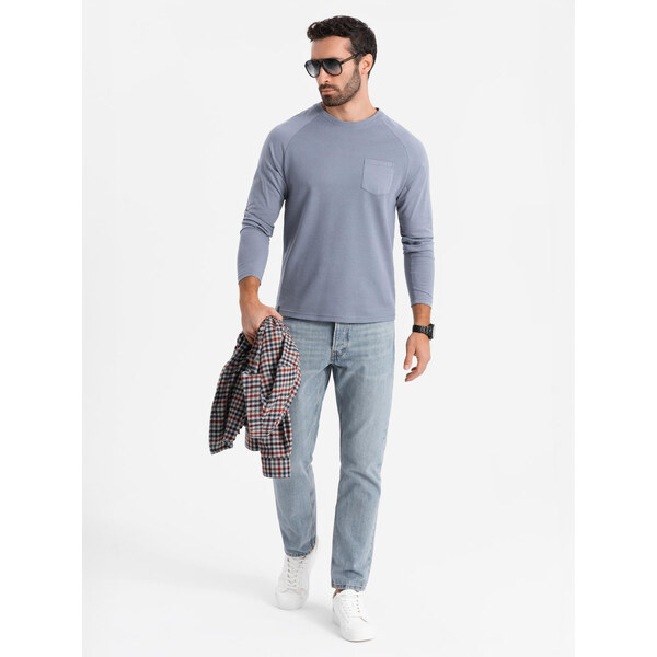 Ombre Pánsky dlhý rukáv s textúrou waffle 66827874