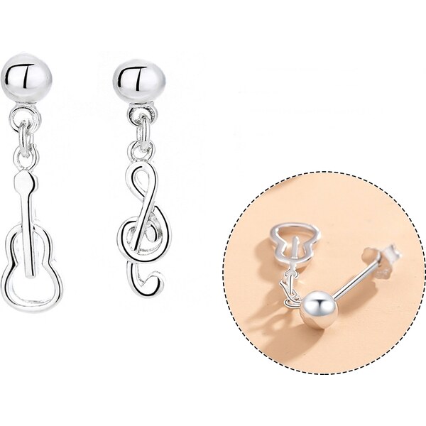 Olivie Strieborné náušnice GITARA a NOTA 9968 66880643