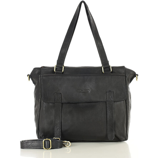 MARCO MAZZINI Kožená elegantná taška Business s priehradkou | čierna 66820309