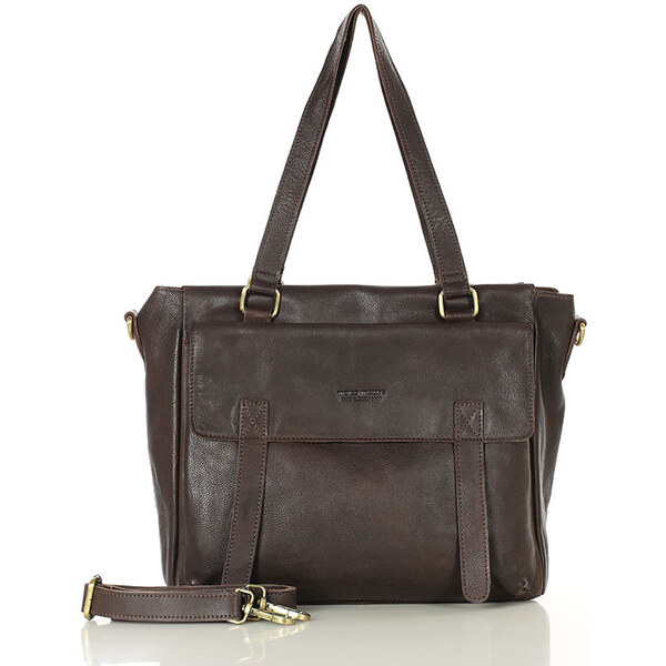 MARCO MAZZINI Kožená elegantná taška Business s priehradkou | hnedá 66820310