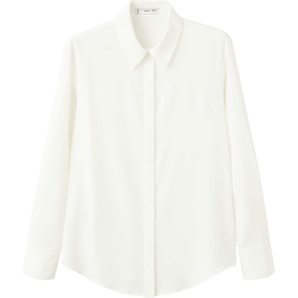 MANGO Blúzka Basic šedobiela 66835504
