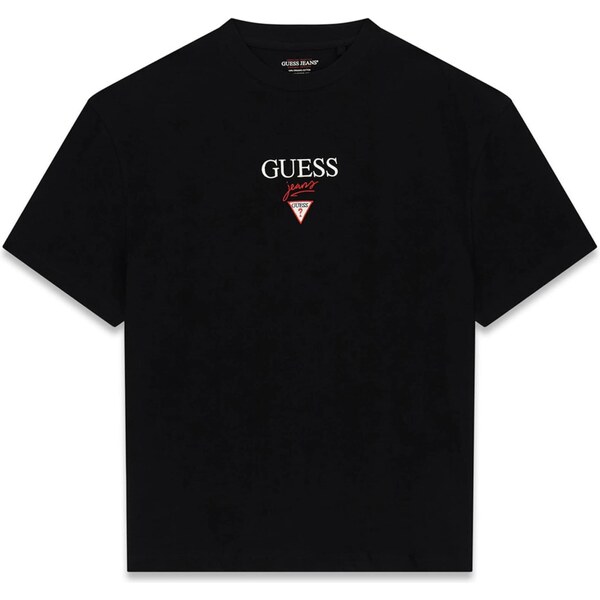 GUESS JEANS Tričko BAKER tmavočervená / čierna / biela 66835623