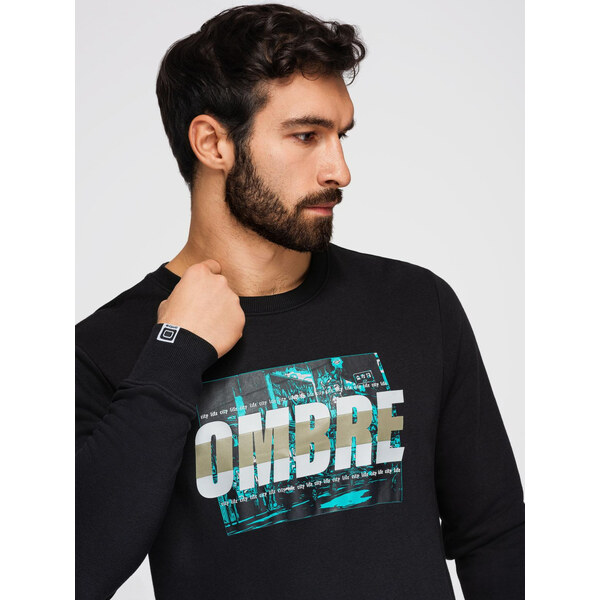 Ombre Mens printed sweatshirt worn over the head - black 52503303