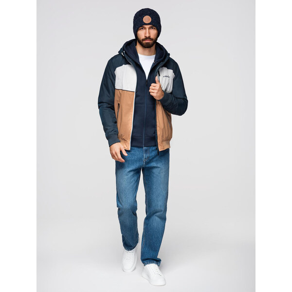 Ombre Lightweight colorful mens sports jacket with fleece - brown and 64788541