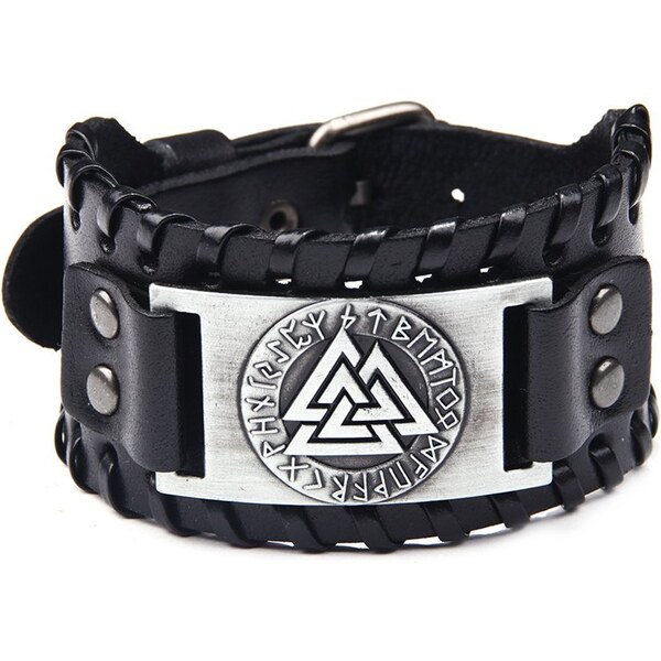 Lodestar Vintage náramok Runy a Valhalla Čierno strieborný 66839680