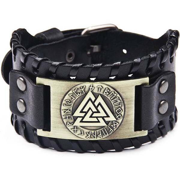 Lodestar Vintage náramok Runy a Valhalla Čierno zlatý 66839684