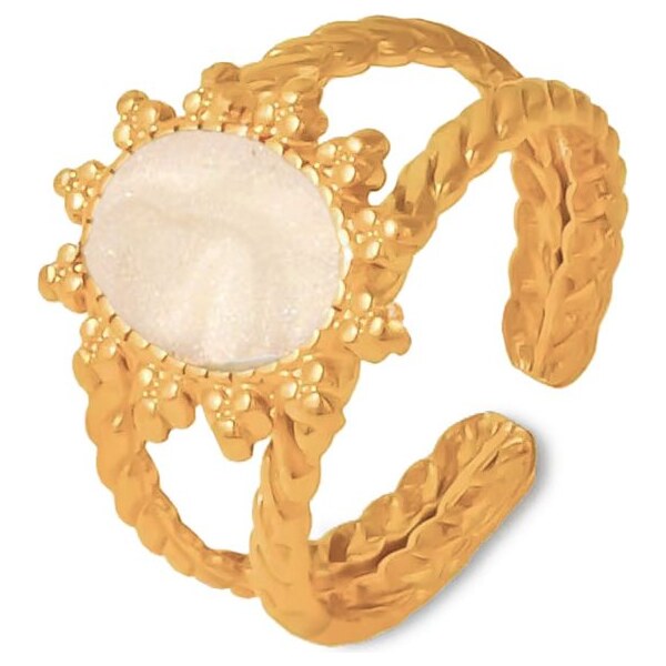Titan Jewerly Dámsky nastaviteľný prsteň z ocele Pearl Shine zlatý 66839758