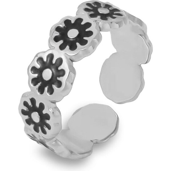 Titan Jewerly Dámsky nastaviteľný prsteň z ocele Flowers strieborný 66839757