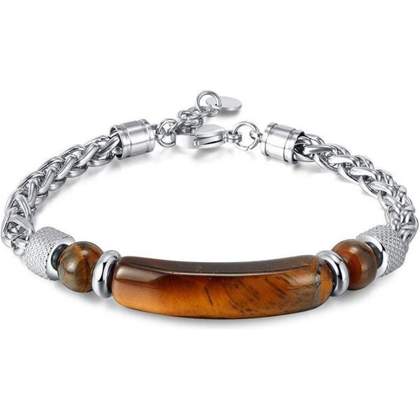 Impress Jewelry Oceľový náramok s kameňom Tigrie oko Tiger Eye Bar 66839766