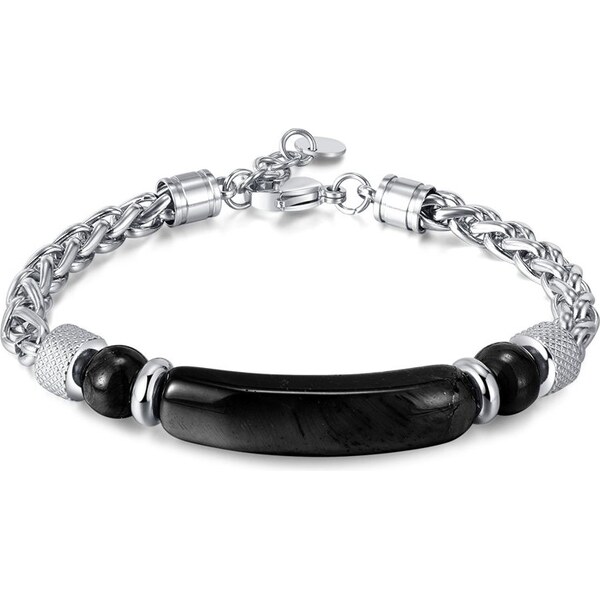 Impress Jewelry Náramok z chirurgickej ocele a Onyxu Black Bar 66839764