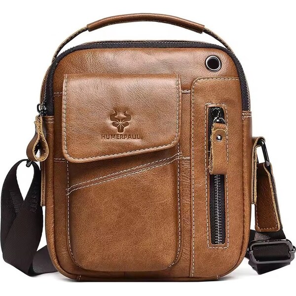 Humerpaul pánska kožená taška Shelton Hnedá 3L 66839820