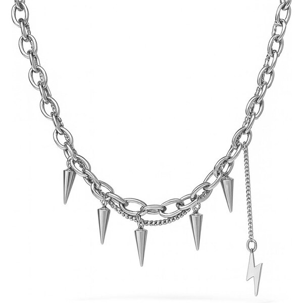 Impress Jewelry Oceľový double-chain náhrdelník s Ostne a bleskom 66839835