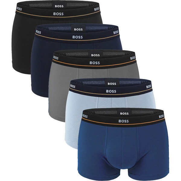 BOSS - boxerky 5PACK essential cotton stretch dark color & blue tones 66840675